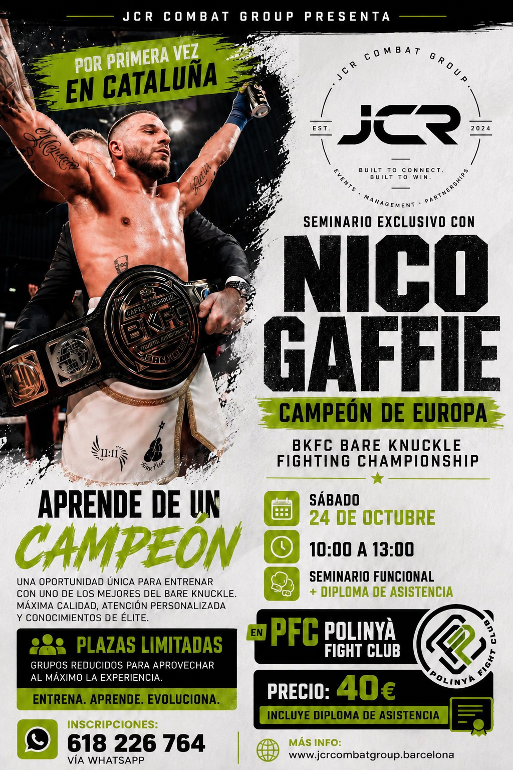 Cartel oficial del seminario de Nico Gaffie en PFC Polinyà Fight Club